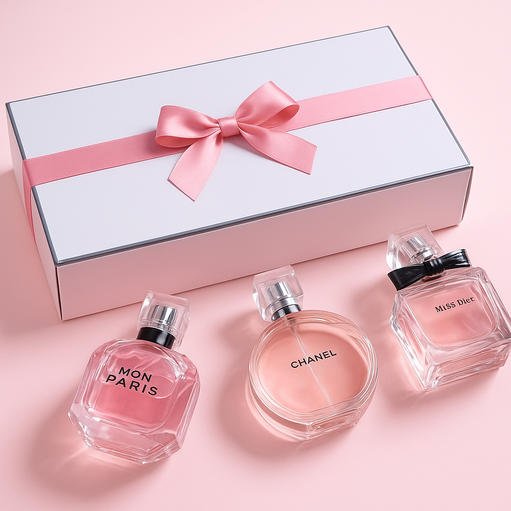 Conjuntos de 3 fragancias para mujer caja rosa (no réplica)