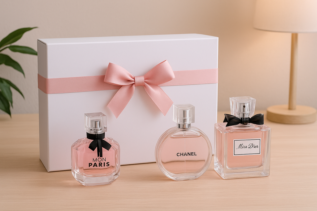 Conjuntos de 3 fragancias para mujer caja rosa (no réplica)