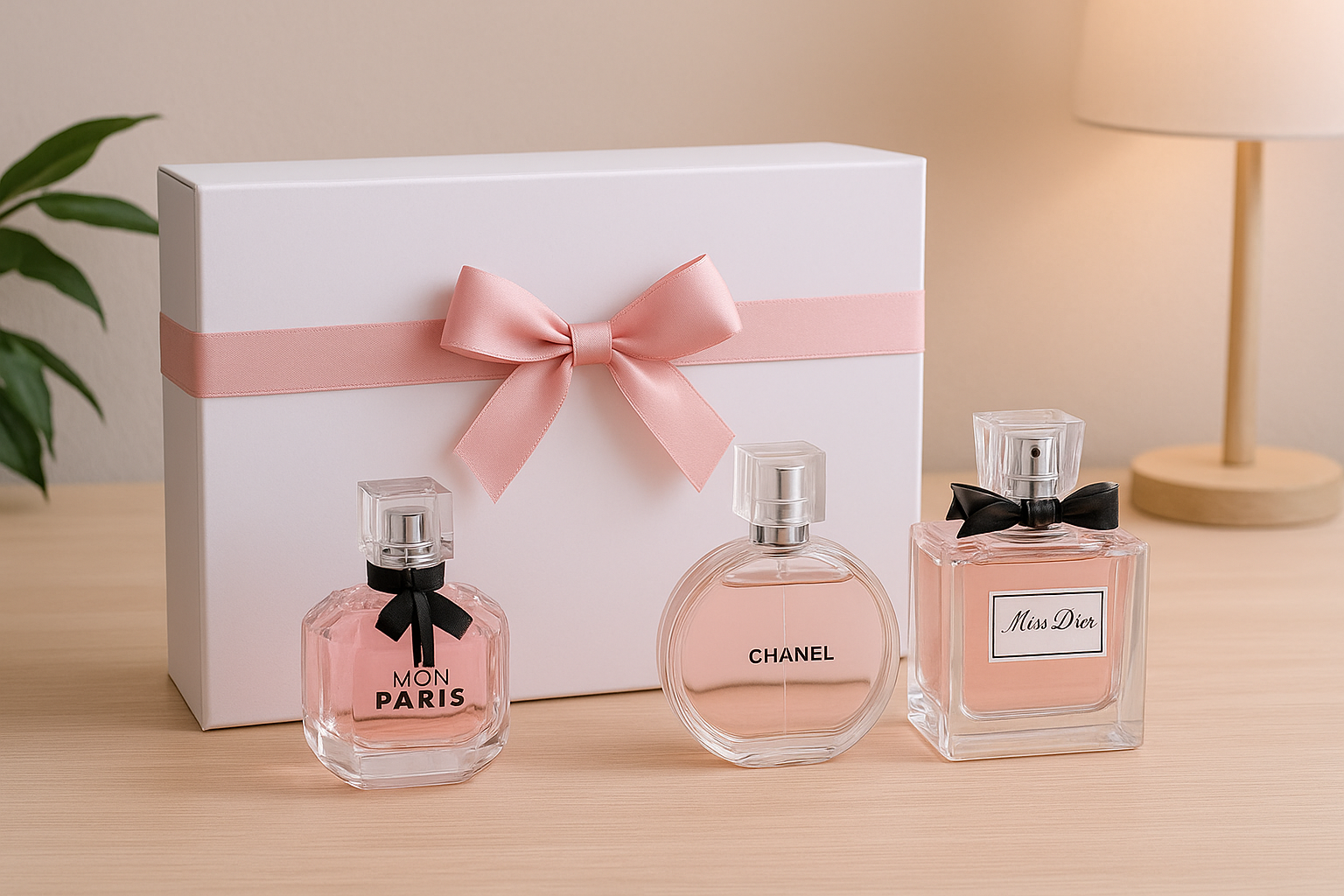 Conjuntos de 3 fragancias para mujer caja rosa (no réplica)