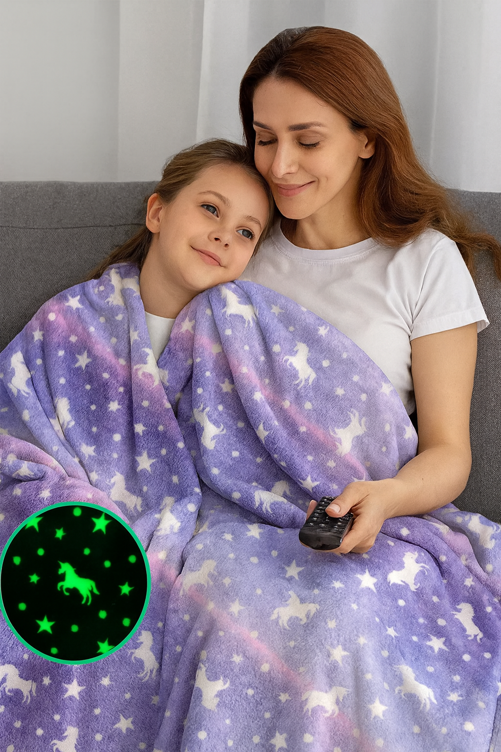 Manta Luminosa en la Oscuridad Color Morado 120cm x150cm